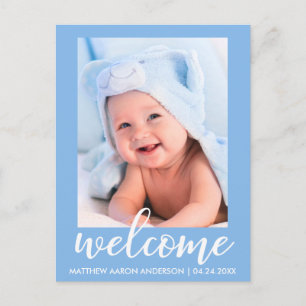 Welcome New Baby Announcement Blue