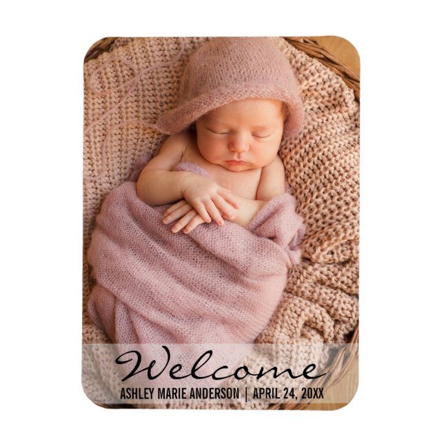 Welcome New Baby Announcement Photo Magnet (Vertical)
