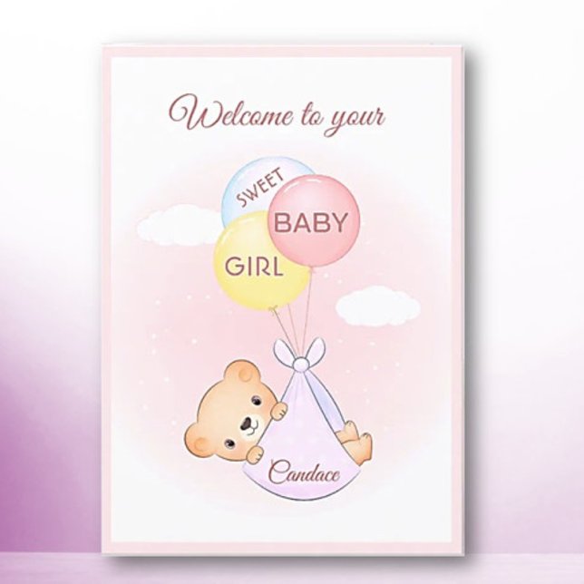 Welcome! New Baby Girl personalized Greeting Card (Creator Uploaded)