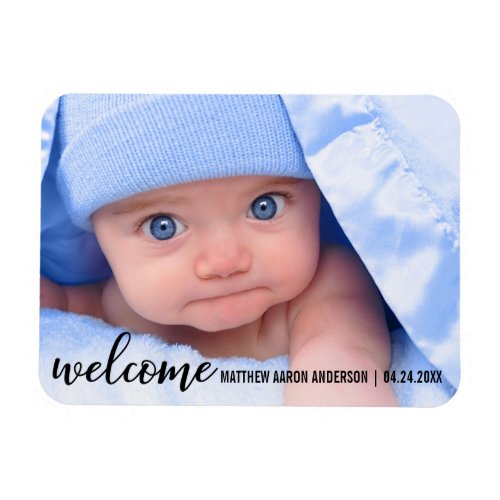 Welcome New Baby Modern Announcement Magnet