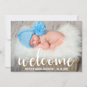 Welcome New Baby Modern White Script Card