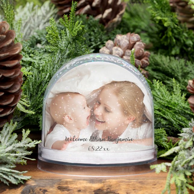 Welcome New Baby Name Date  Snow Globe (Winter)