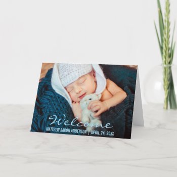 Welcome New Baby Photo Announcement Fold Card B by HappyMemoriesPaperCo at Zazzle