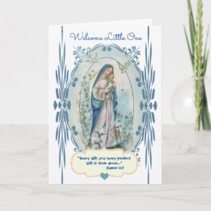 Welcome New Baby Religious Vintage Catholic Card