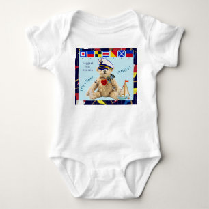 Welcome New Baby Sailor Bear Bodysuit
