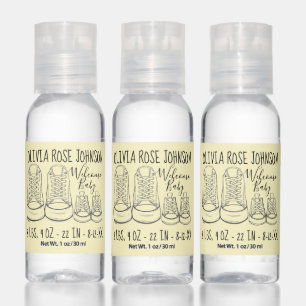 Welcome New Baby Shower Birth Announcement Shoes Hand Sanitizer