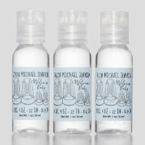 Welcome New Baby Shower Birth Announcement Shoes Hand Sanitizer