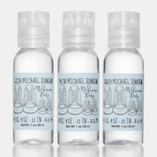 Welcome New Baby Shower Birth Announcement Shoes Hand Sanitizer