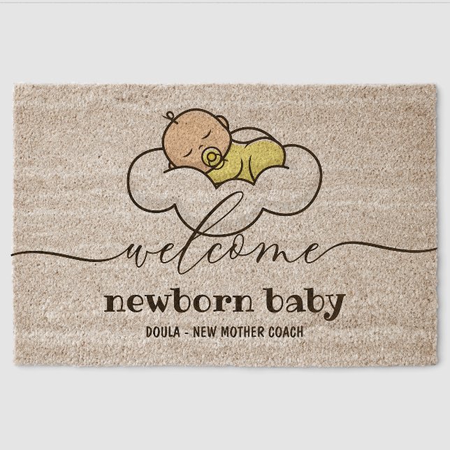 Welcome New Born Baby Fiber Doormat (Front)