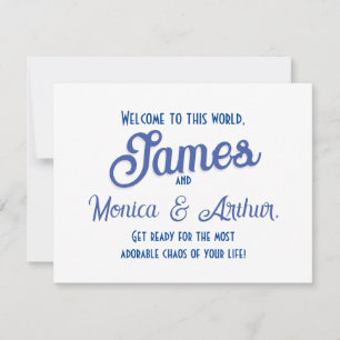 Welcome newborn baby boy congratulations holiday card