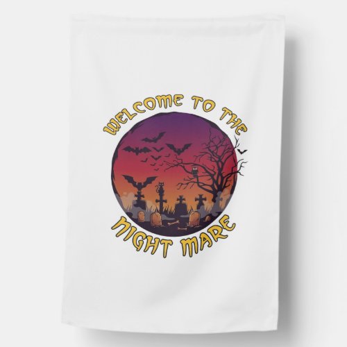 Welcome Night Mare Halloween Red Moon Graveyard_1 House Flag