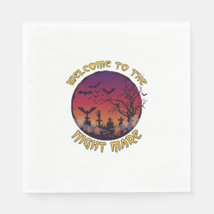 Welcome Night Mare Halloween Red Moon Graveyard_1 Napkins