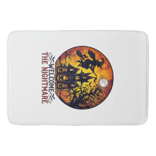 Welcome Nightmare Halloween Haunted House Flying W Bath Mat