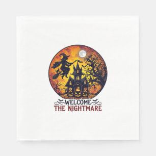 Welcome Nightmare Halloween Haunted House Flying W Napkins