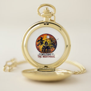 Welcome Nightmare Halloween Haunted House Flying W Pocket Watch
