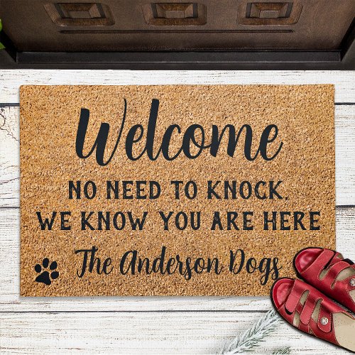 Welcome No Need to Knock Funny Pet Dog Coir Entry Doormat
