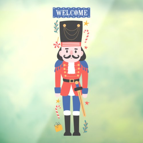 Welcome Nutcracker Soldier Christmas Holiday Window Cling