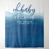 Welcome Oh Baby Shower Blue Ombre Backdrop (Front)