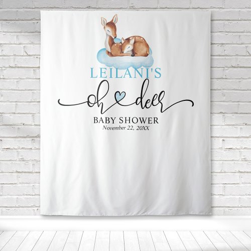 Welcome Oh Deer Baby Shower Blue Cloud Tapestry