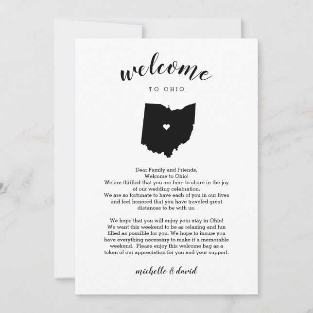Welcome Ohio | Wedding Letter & Itinerary (Front)