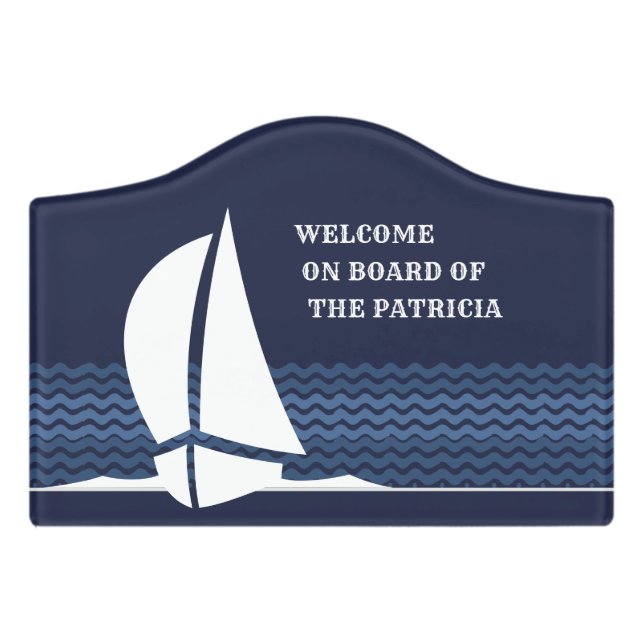 Welcome on Board (customizable) Door Sign (Small Crest Front)