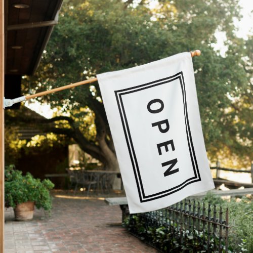 Welcome Open For Business Simple Black And White House Flag