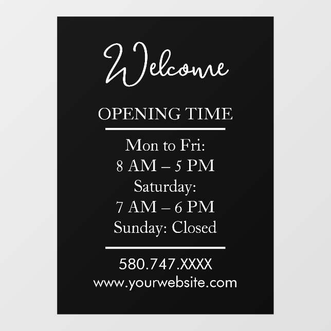 Welcome Open Hours Website Logo door sign (Sheet)