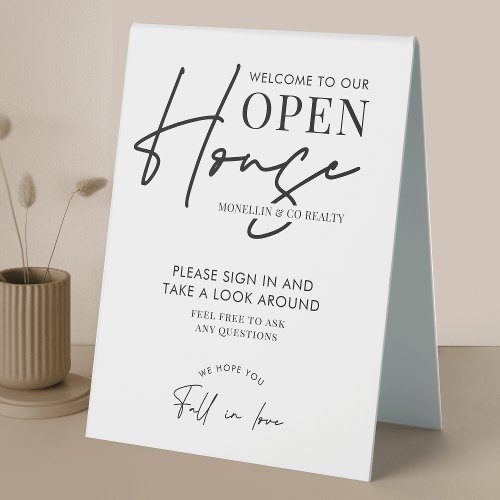 Welcome Open House Event Real Estate Modern Table Tent Sign