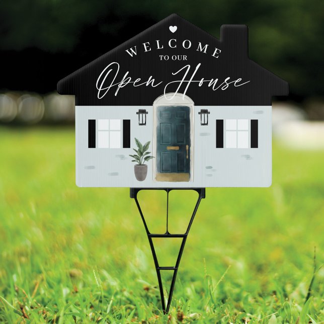 Welcome Open House Green Watercolor Front Door Sign (Welcome Open House Green Watercolor Front Door Sign)