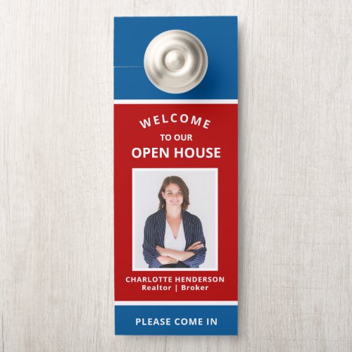 Welcome Open House Real Estate Agent Photo Door Hanger