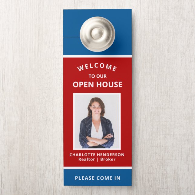 Welcome Open House Real Estate Agent Photo Door Hanger (On Knob)