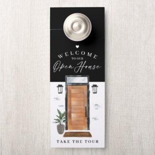 Welcome Open House Wood Watercolor Front Door Door Hanger