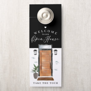 Welcome Open House Wood Watercolor Front Door Hanger