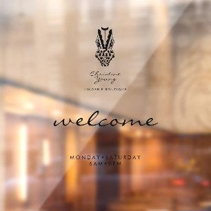 Welcome Opening Hours Lingerie Store Transparent W Window Cling