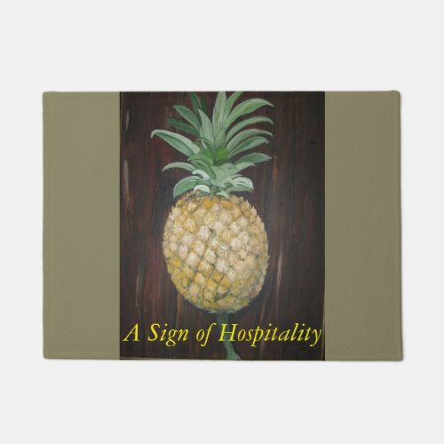 Welcome or Hospitality door mat with Pineapple