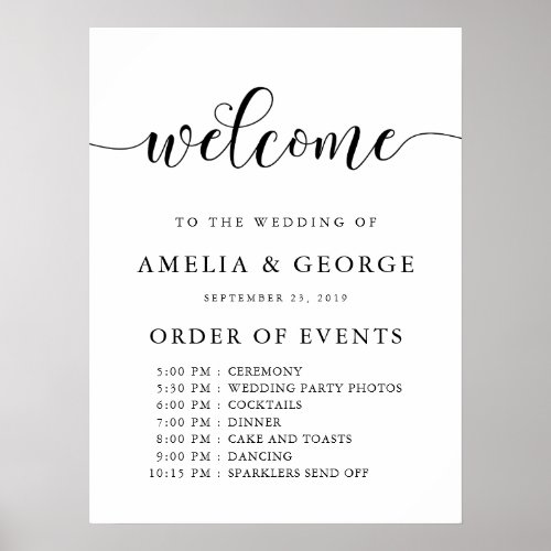 Welcome order of events wedding sign