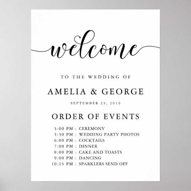 Welcome order of events wedding sign (Front)