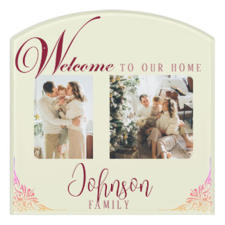 Welcome our home Christmas Elegant Burgundy Sign