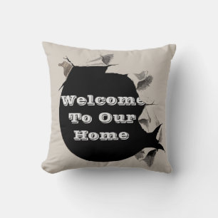 Welcome Our Home Guest Torn Page Gender Neutral Throw Pillow