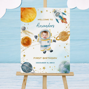 Welcome Outer Space 1st Astronaut Birthday Photo Foam Board