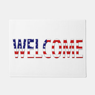 Welcome overlaid on USA Flag dmcnt Doormat