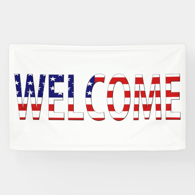 Welcome overlaid on USA Flag (h) bnrcnt Banner (Horizontal)