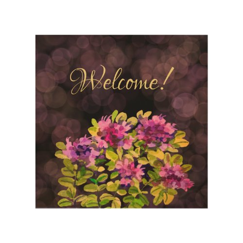 Welcome painted wit watercolors  wood wall art