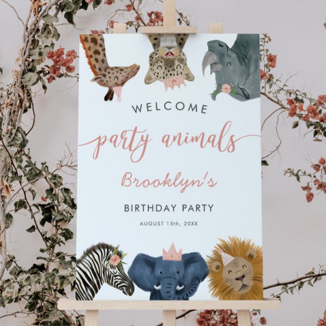 Welcome Party Animals Safari Girl Birthday Party  Foam Board (Creator Uploaded)