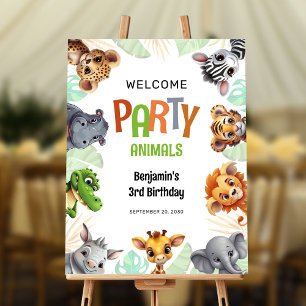 Welcome Party Animals Safari Jungle Birthday Foam Board