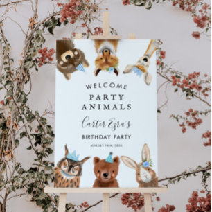 Welcome Party Animals Woodland Boy Birthday Party Foam Board