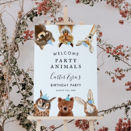 Welcome Party Animals Woodland Boy Birthday Party  Foam Board