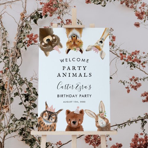 Welcome Party Animals Woodland Girl Birthday Party Foam Board