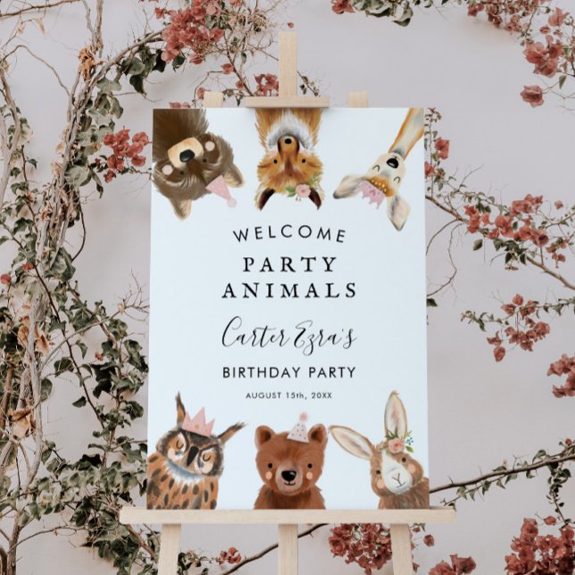 Welcome Party Animals Woodland Girl Birthday Party Foam Board (Creator Uploaded)