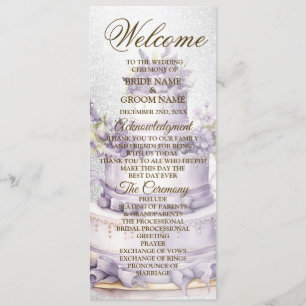 Welcome Party Cake Lavender Floral Elegant Wedding Program